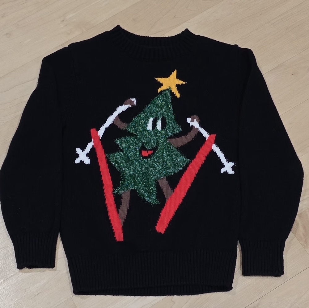 H&M Kids Black Festive Christmas Sweater Size 6-7 Years
